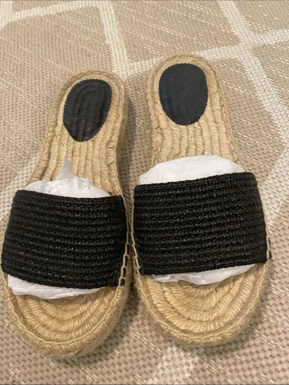 J.Crew Black Woven Raffia Strap Espadrille Sandal